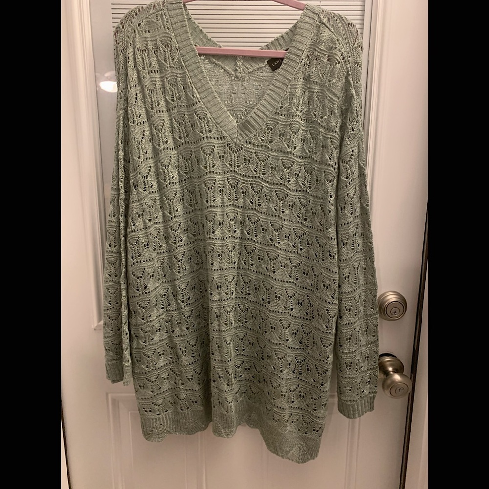 25% off listed price.light green lace sweater. Size 26-28. Lane Bryant purchase.